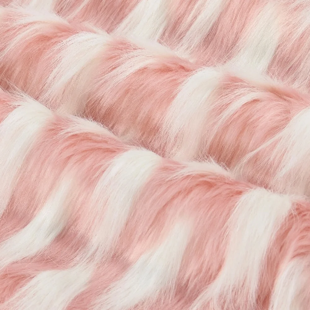 Set of 2 Pink & White Feathery Fur Pillow Covers Chic Luxury Home Accent Decor